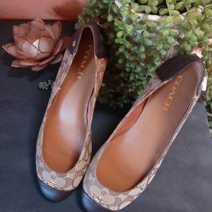 Coach Callie Slip-on Cap Toe Ballet Flats in Brown, Women's Size 10